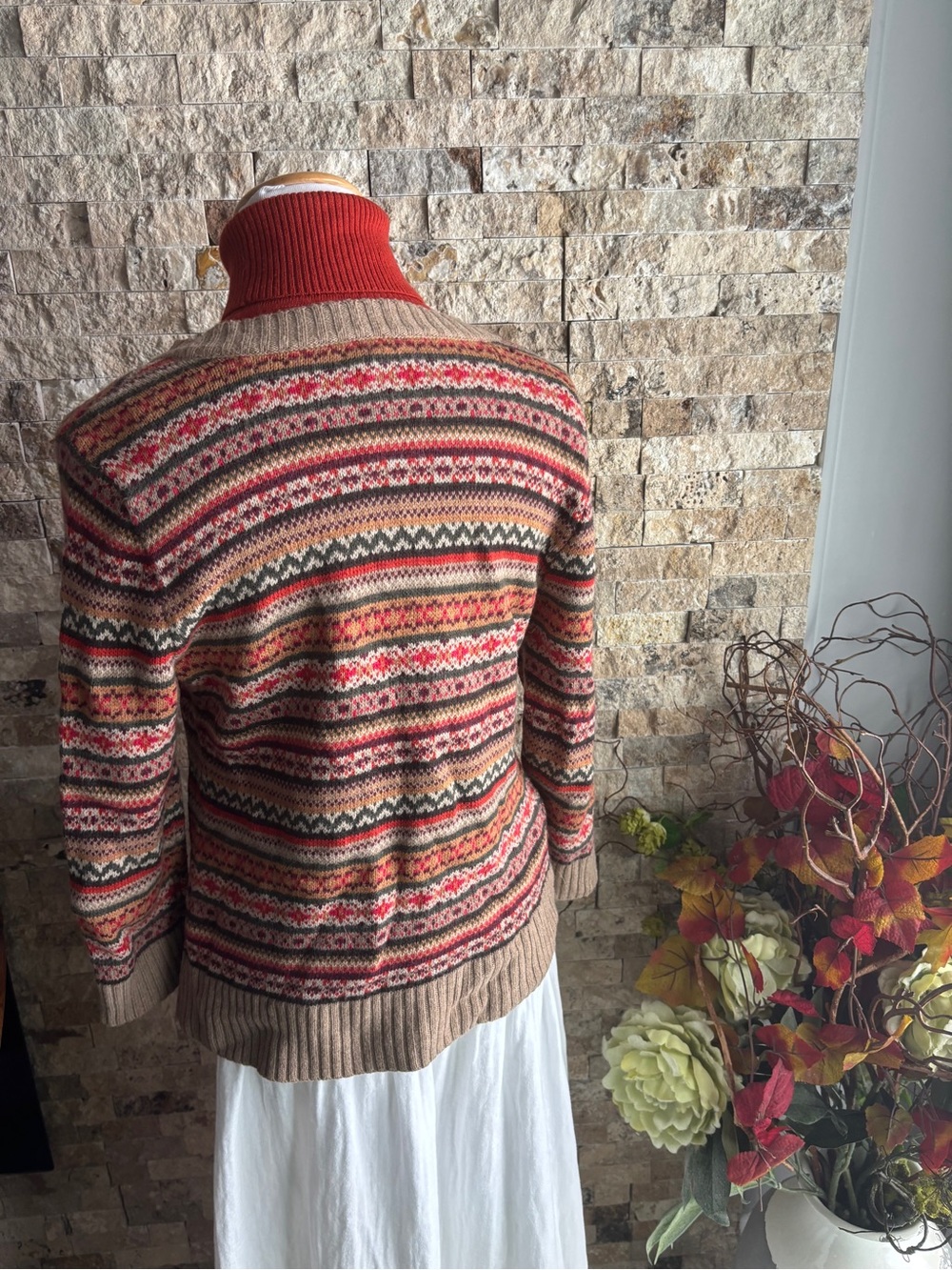 Talbots Autumn Multi-Color Striped Cardigan - Picture 6 of 7